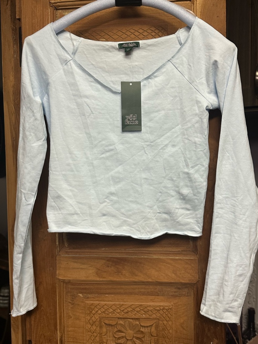 Wild Fable pale blue crop top long sleeve t shirt small NWT lightweight spring
